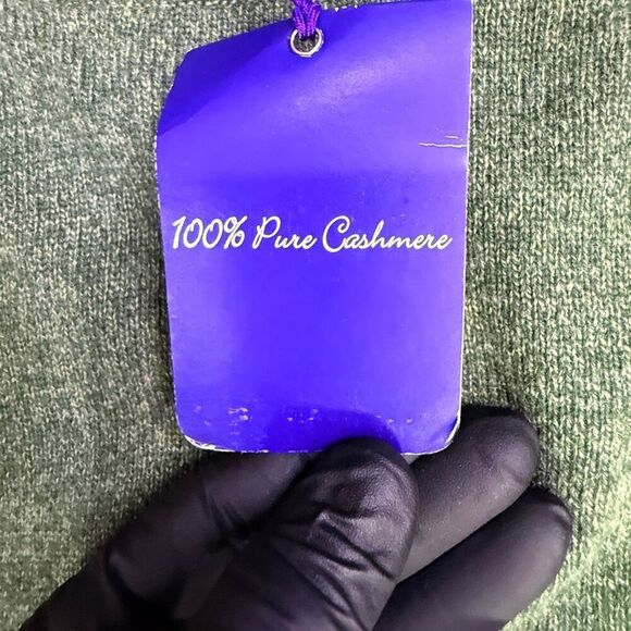 ALAN FLUSSER 100% Pure Cashmere Crewneck Sweater Green Men’s Classic Soft Luxury - Picture 5 of 8